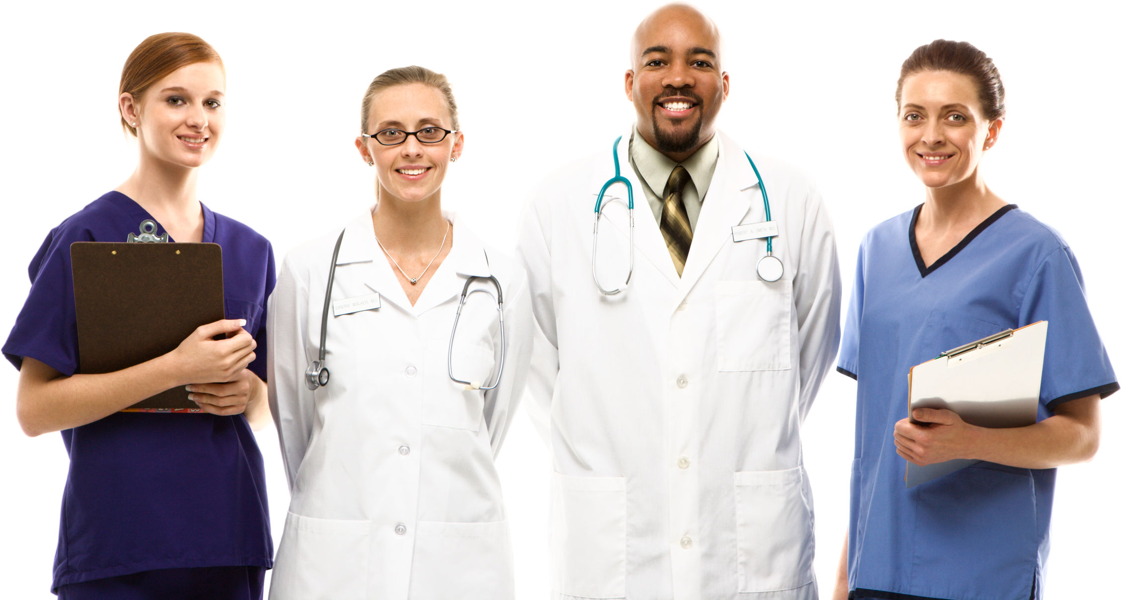 Healthcare Workers on White Background